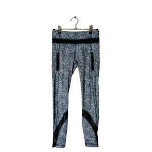 Lululemon Women 4 Inspire Tight II Pebble Print Leggings Blue White Athleisure